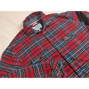 JOULES SuperDuper Mens Classic Fit Flannel Shirt Size Large Red Checked Cotton